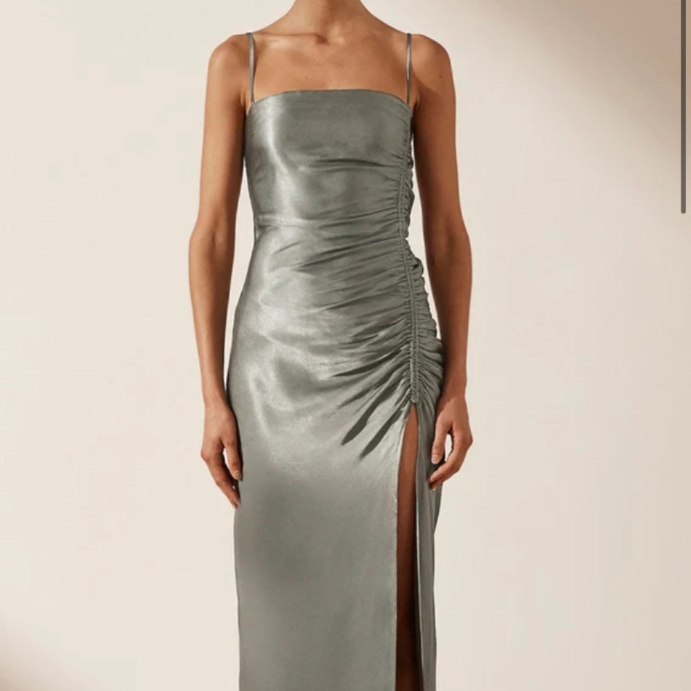 SHONA JOY LA LUNE RUCHED MAXI DRESS